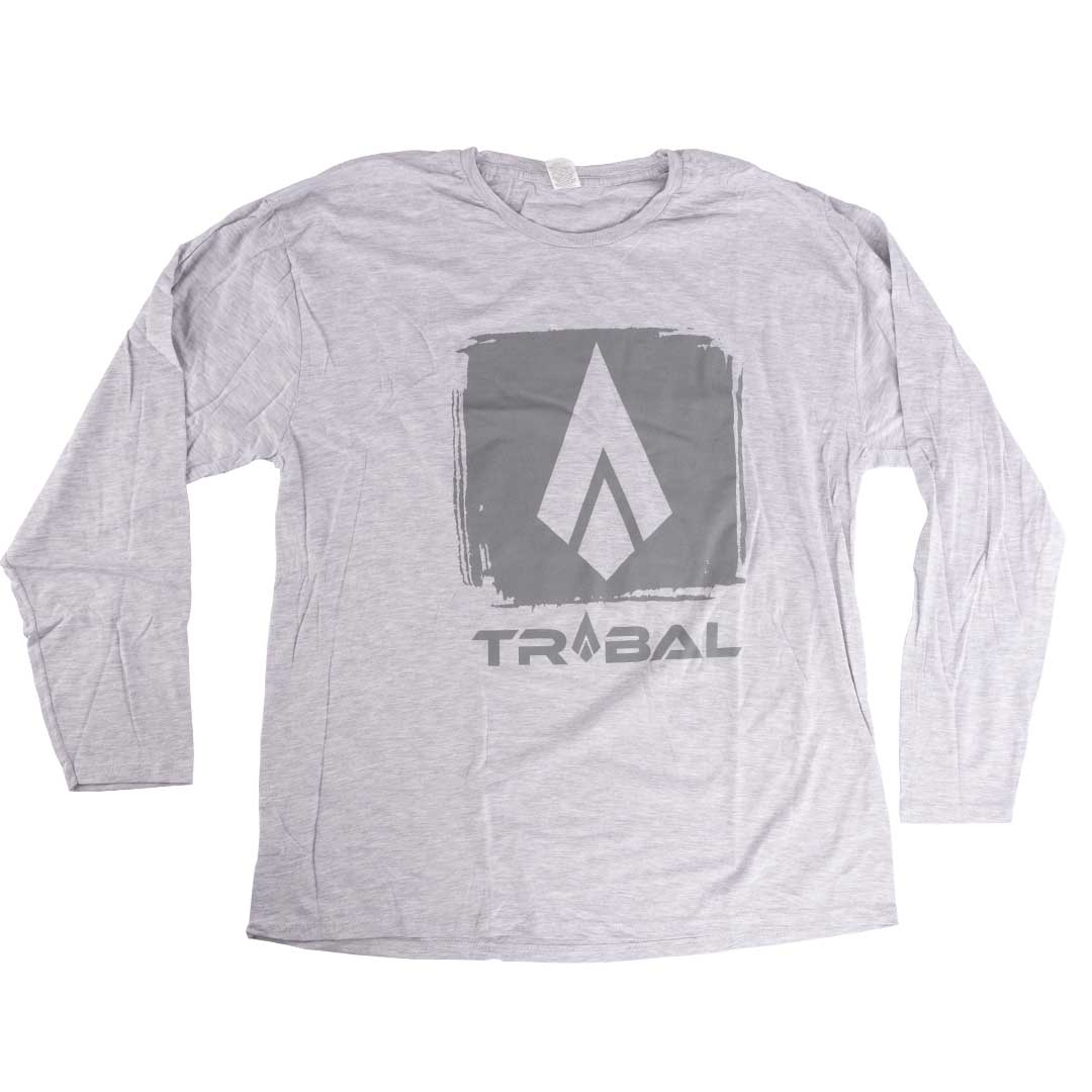 Tribal Block Logo Kids Long Sleeve T-Shirt - Grey XL 12-13 Years