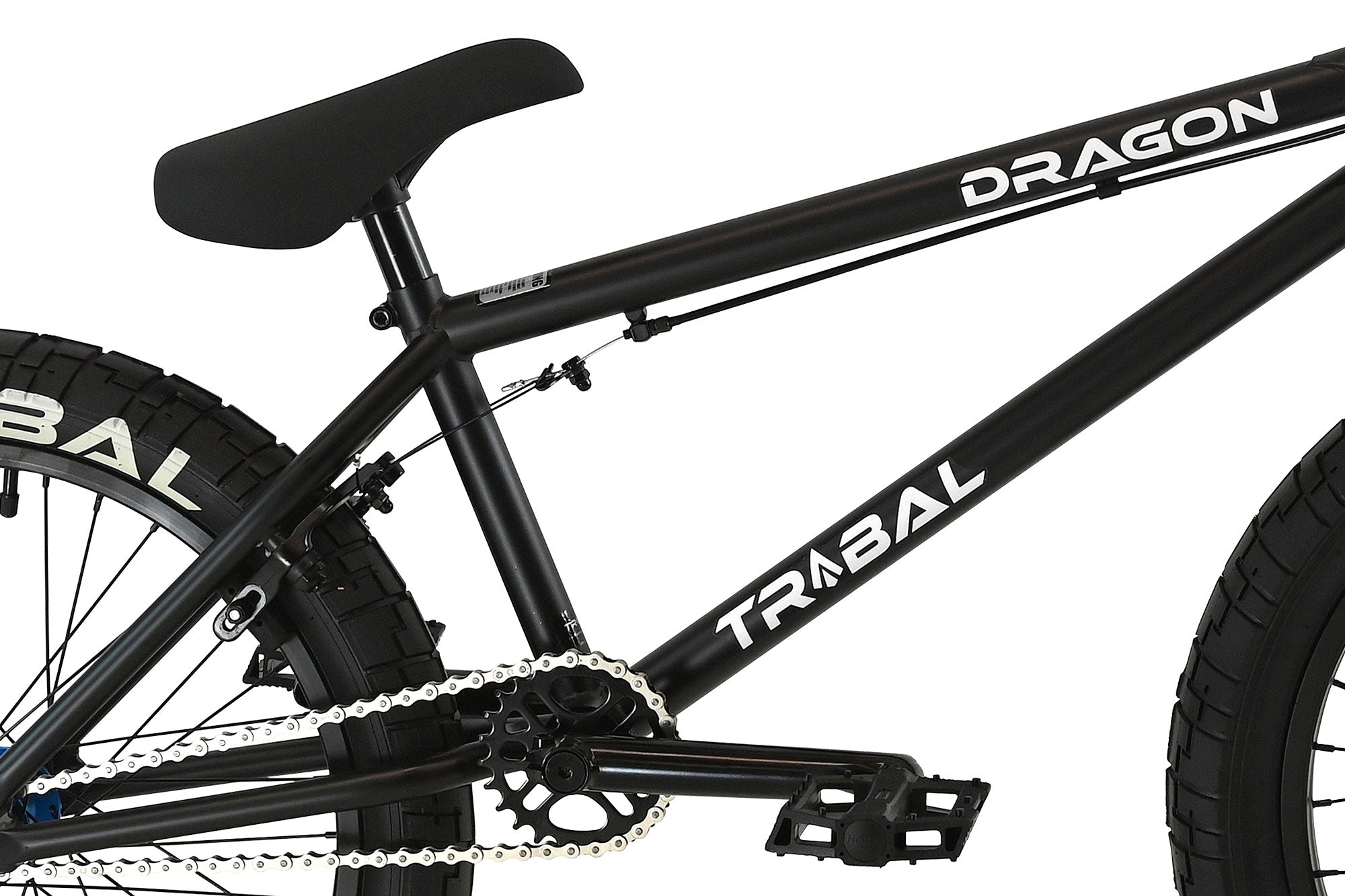 Tribal Dragon BMX Bike - Matte Black / Blue Parts